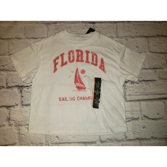 NWT Art Class Girls Size Small White Boxy Fit Short Sleeve T-Shirt Florida - Picture 1 of 2